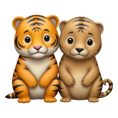 tiger and a little grey sea lion in love sticker