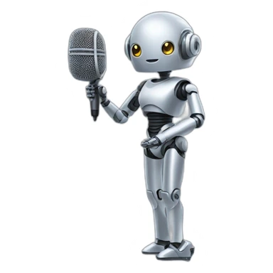 robot woman holding microphone sticker