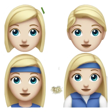 white girl with blue eyes spring onion from both sides sticker