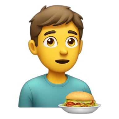 Guy thinking about food sticker