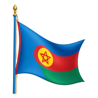 emoji de bandera gitana azul verde y círculo rojo en el centro sticker