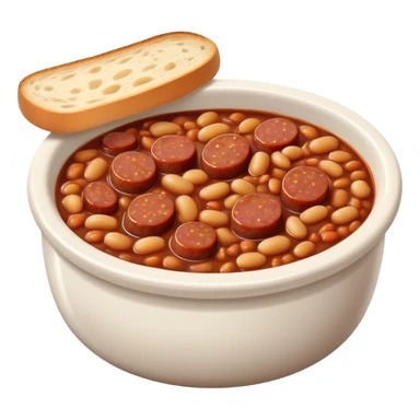 Baked beans with sausage and bread in a bowl sticker