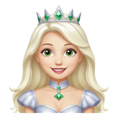 The Good Witch from Oz with long white blonde hair, white sequin outfit sticker
