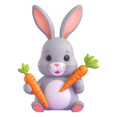 rabbit with a carrot sticker