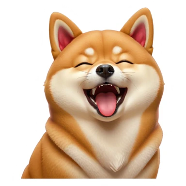 Cinematic Cute Yawning Shiba Inu Portrait Emoji, Head tilted slightly with a dramatic, wide-open yawn, showcasing a vibrant red fur with a soft creamy underbelly, floppy ears slightly drooping, round brown eyes barely open in drowsy contentment, Simplified yet irresistibly adorable features, highly detailed, glowing with a soft, cozy glow, high shine, relaxed yet expressive, stylized with a touch of whimsy, bright and endearing, soft glowing outline, capturing the essence of a sleepy yet affectionate companion, so drowsy it feels like it could stretch out of the screen and curl up for a nap! sticker
