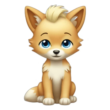 Blond Baby boy blue eyed with fox plush sticker