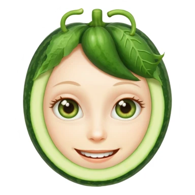 A smiling face with cucumber eyes sticker