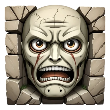Colossal wall from Attack on Titan with giant faces embedded in it sticker