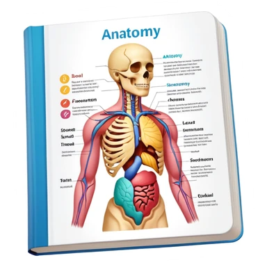 anatomy textbook with human body diagram on cover sticker