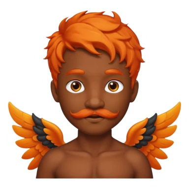 Black cupid with orange hair and mustache sticker