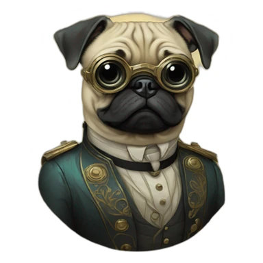 A cyberpunk pug in Art Nouveau style during 1910 sticker