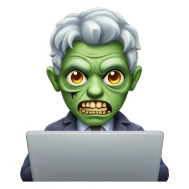Handsome Zombie typing on laptop evil sticker