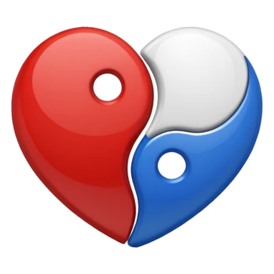 Make a yin yang like heart emoji with the colors being blue and red sticker