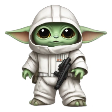 baby yoda in storm trooper onesie sticker