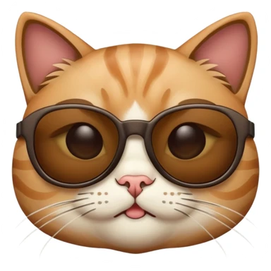 A cat with eyebrows and sunglass sticker