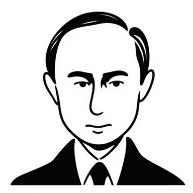 Vladimir Putin portrait with realistic details, stern expression, close-up of face sticker