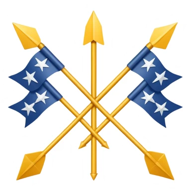 A flag with a green background, 3 arrows in the centre crossing eachother, and 12 stars arching over them. sticker