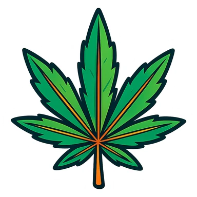cannabis leaf, vibrant cartoon style sticker