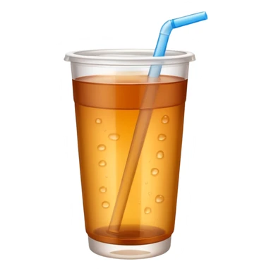Open plastic cup with cold brown mate tea, No straw! sticker