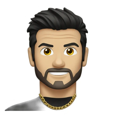David beckham with black hair wearing gold chain and black shirt sticker
