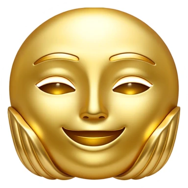 Cinematic Realistic Gold Emoji, Radiant and brilliant, with smooth, polished golden bars reflecting the light in stunning highlights. The soft, warm glow of the metal exudes luxury and elegance, catching every glimmer in the surrounding environment. Soft glowing outline, capturing the essence of wealth and timeless beauty in gleaming gold! sticker