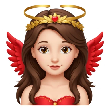 white happy long haired brunette girl hazel eyes dressed as cupid sticker