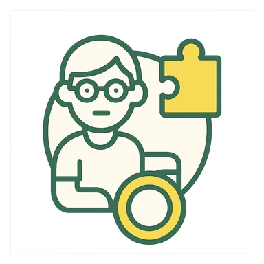 special education icon, minimalistic, green gold and white color scheme, clean lines sticker