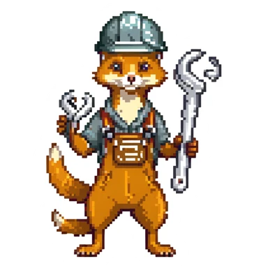 AN ANTHROPOMORPHIC WEASEL WITH A HARDHAT AND A LARGE SPANNER WRENCH - AIRPLANE FUSELAGE PINUP sticker
