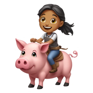 Little girl riding pig sticker