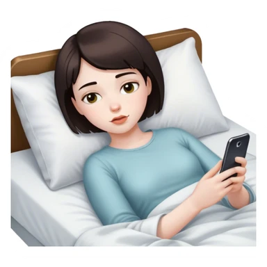 Short boy style haircut girl laying in bed on her phone sticker
