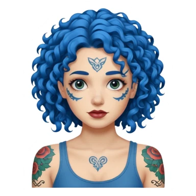 blue hair curly tattooes sticker