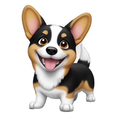 happy corgi black sticker