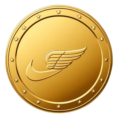 gold coin with Nike logo on it sticker