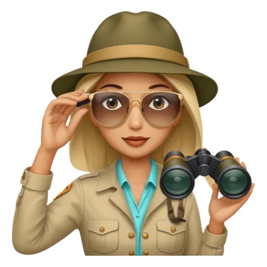 Woman + binoculars,Jungle Explorers. sticker