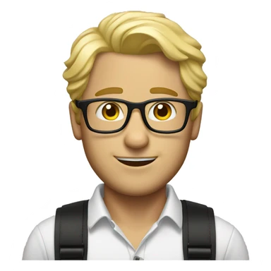 blonde hair, man, glasses, suspenders sticker