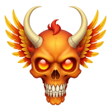 Skeletal skull-faced feathery fiery winged horned creature  sticker