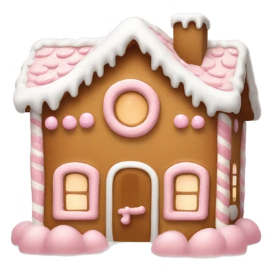 Cute light brown gingerbread house with white icing and light pink accents sticker