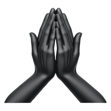 Minimal emoji, abstract praying hands simplified into solid black metal forms, subtle sacred reference, fashion avant-garde minimalism, no details, no glow, no neon, flat emoji style, centered, transparent background sticker