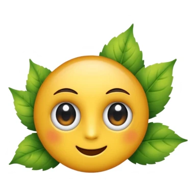 emoji, feuille d'érable couleur vermeille, deux yeux ronds noirs brillants sticker