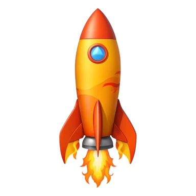 create a imoji showing rocket going in south east direction with proper flames."➘" direction. sticker