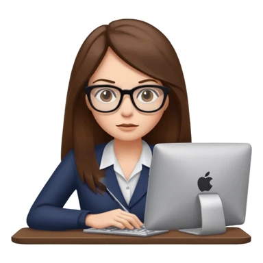 cewe ambis rambut panjang pake kacamata berkarier gitu kerja sticker