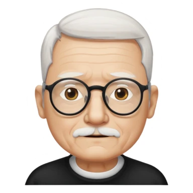 Thin white old man, short white hair, black thin glasses sticker