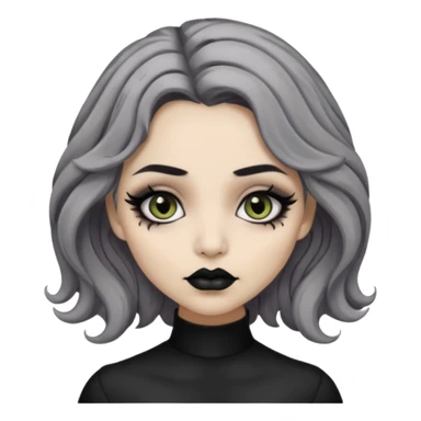  Beige olive skin  grey wavy hair black lips goth girl sticker