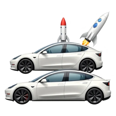 Tesla model 3 white. Two small rockets mounted flat on roof sticker