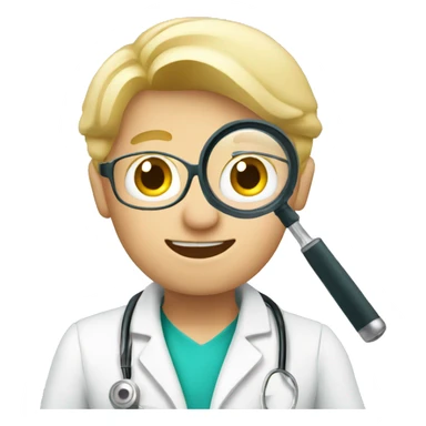 blonde doctor boy holding magnify glass sticker