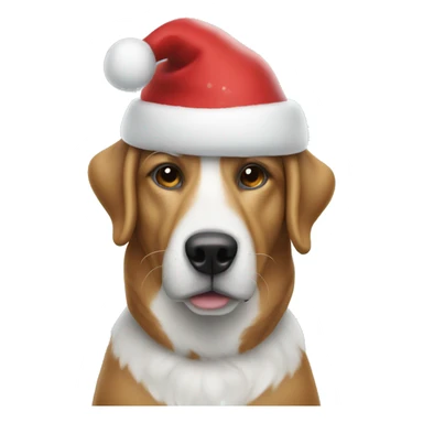 Dog with Christmas hat in snow sticker