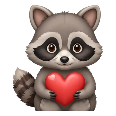 Raccoon hold heart sticker