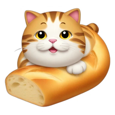 Fat cat with baguette bread sticker