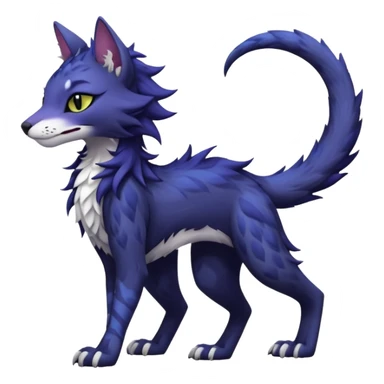 Kawaii dark edgy fantasy feline-vernid-sergal-fursona animal creature with a tufted tail full body with intricate markings  sticker