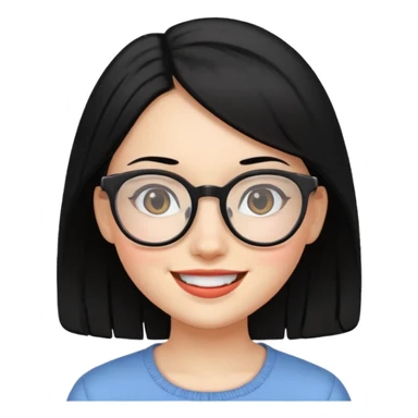 girl black hair and glasses sticker